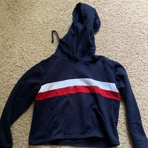 Red, white, blue cropped hoodie